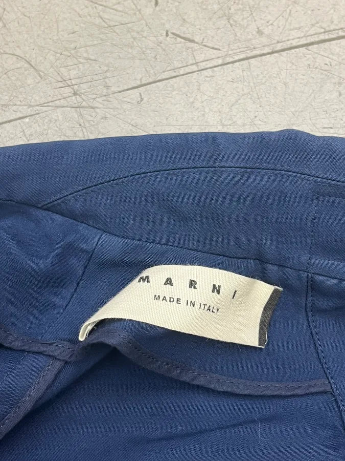 Marni Navy Front Cropped Buttoned Blend Jacket fxbUyfK 8