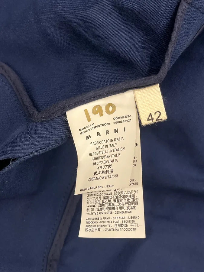 Marni Navy Front Cropped Buttoned Blend Jacket fxbUyfK 9