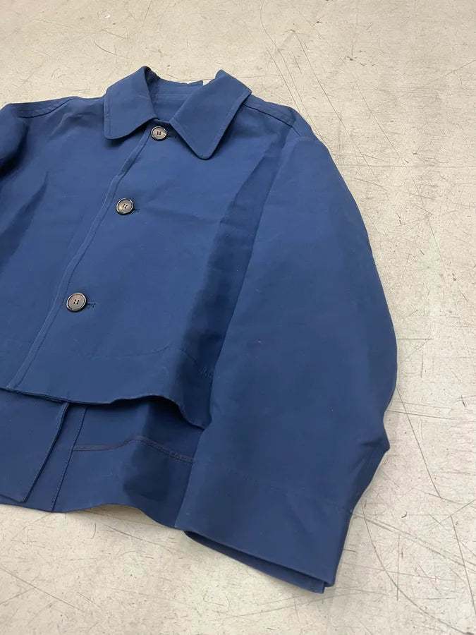 Marni Navy Front Cropped Buttoned Blend Jacket fxbUyfK 4