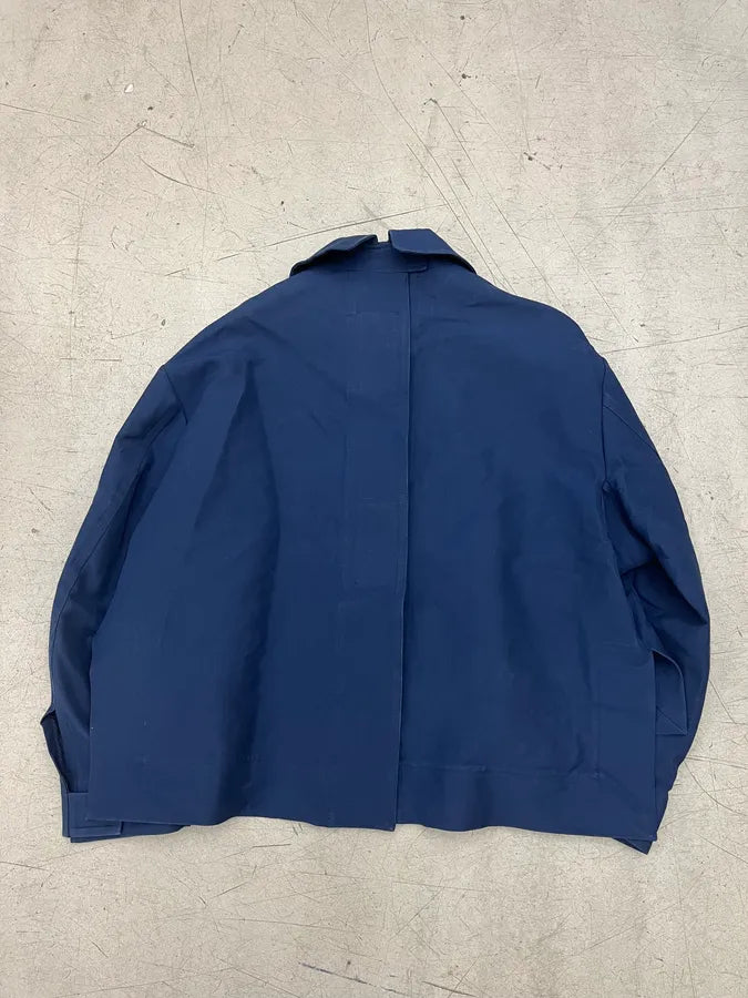 Marni Navy Front Cropped Buttoned Blend Jacket fxbUyfK 5