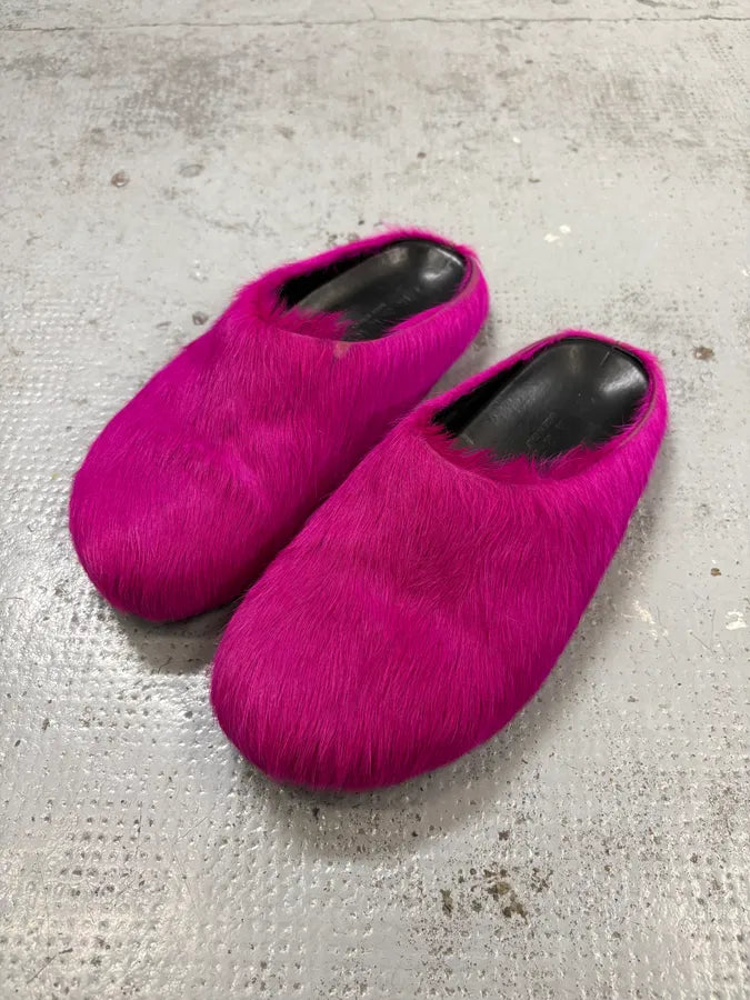 Marni Pink Fuschia Long-Hair Calfskin Mules JKekWlb 2
