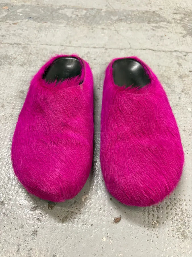 Marni Pink Fuschia Long-Hair Calfskin Mules JKekWlb 1