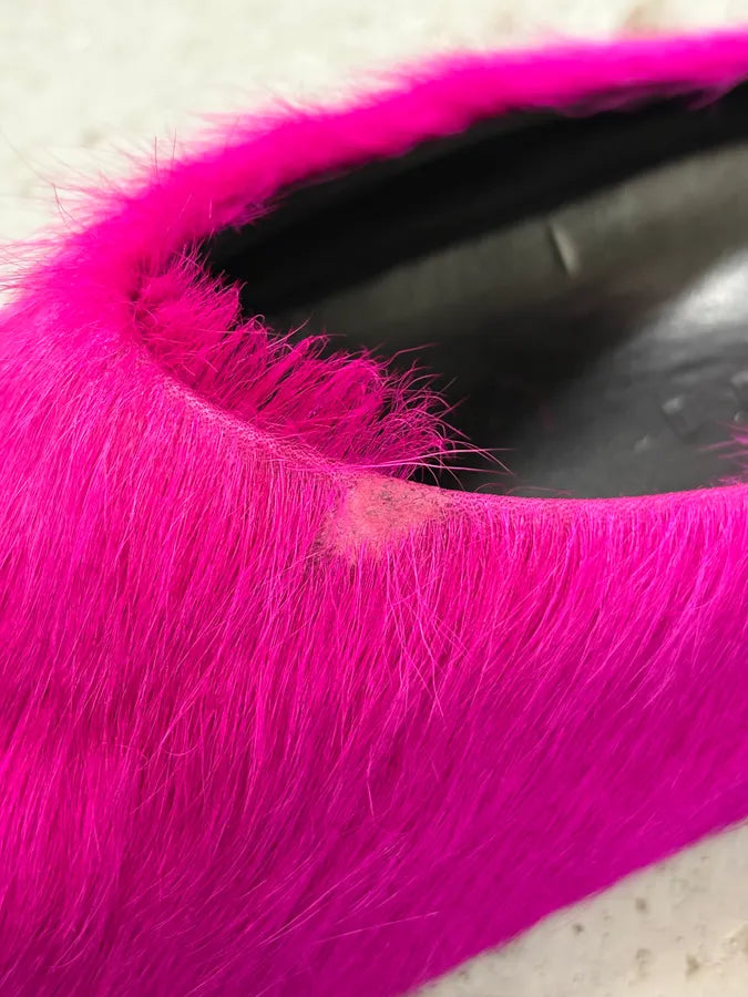 Marni Pink Fuschia Long-Hair Calfskin Mules JKekWlb 8