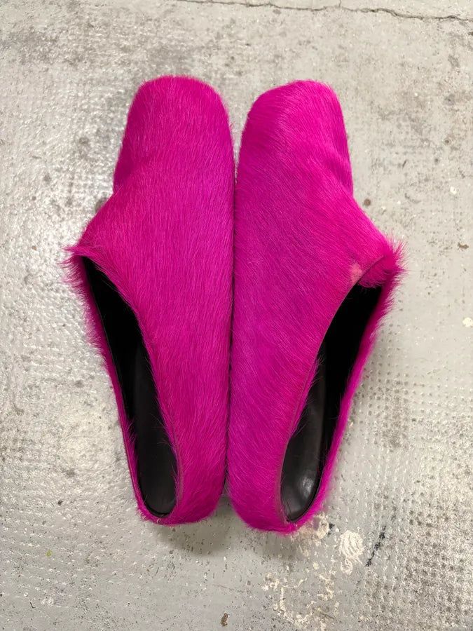 Marni Pink Fuschia Long-Hair Calfskin Mules JKekWlb 3
