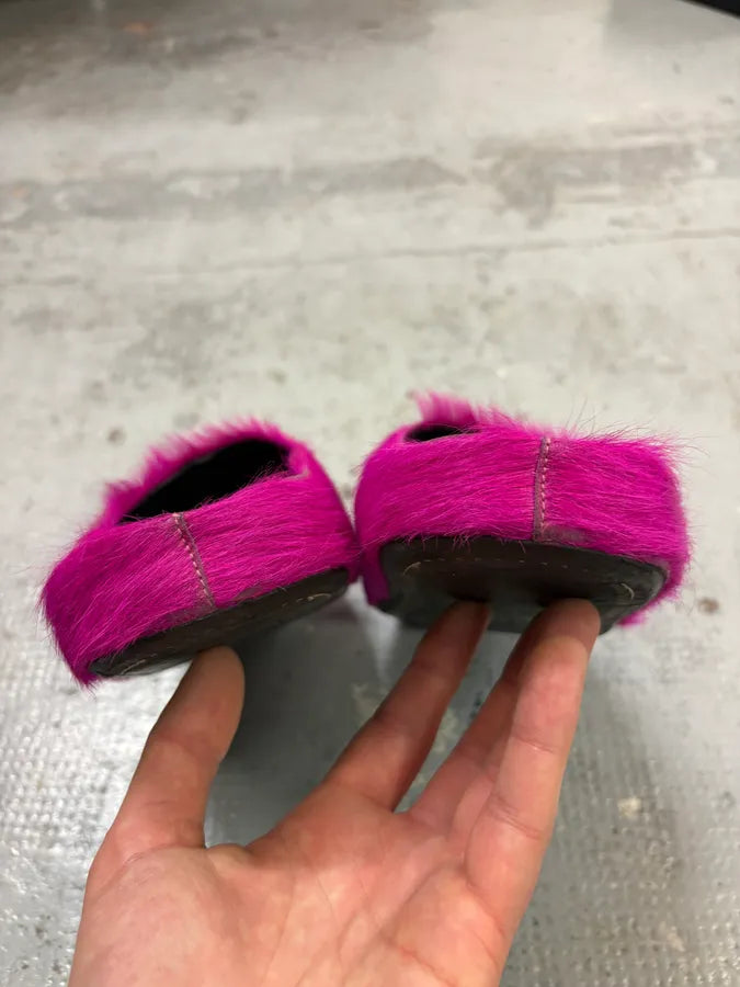 Marni Pink Fuschia Long-Hair Calfskin Mules JKekWlb 5