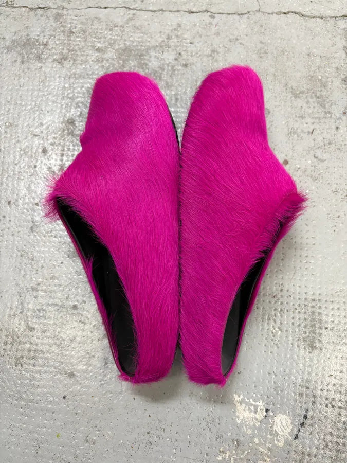 Marni Pink Fuschia Long-Hair Calfskin Mules JKekWlb 4