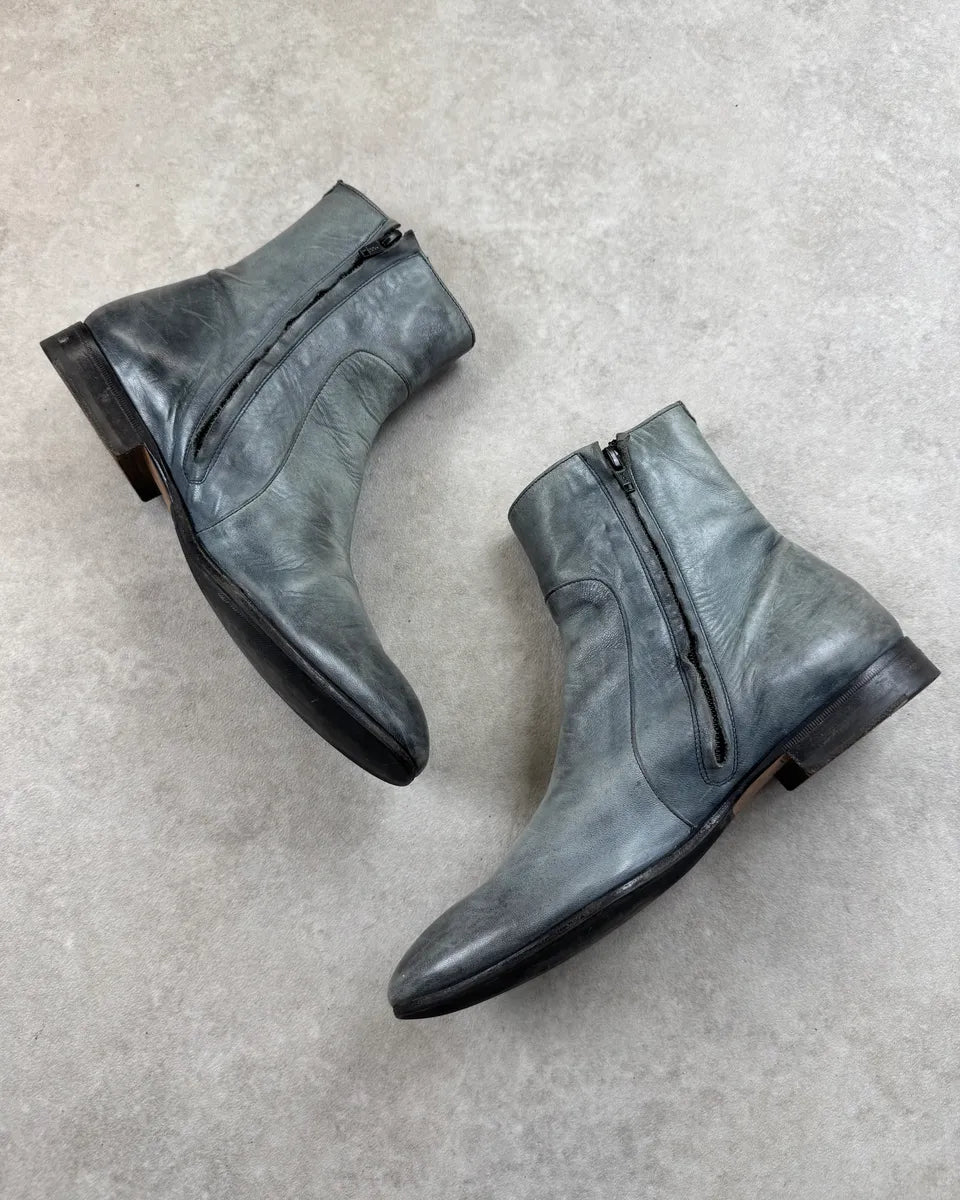 Martin Margiela Grey Leather Chelsea Boots tXKfGZt 2