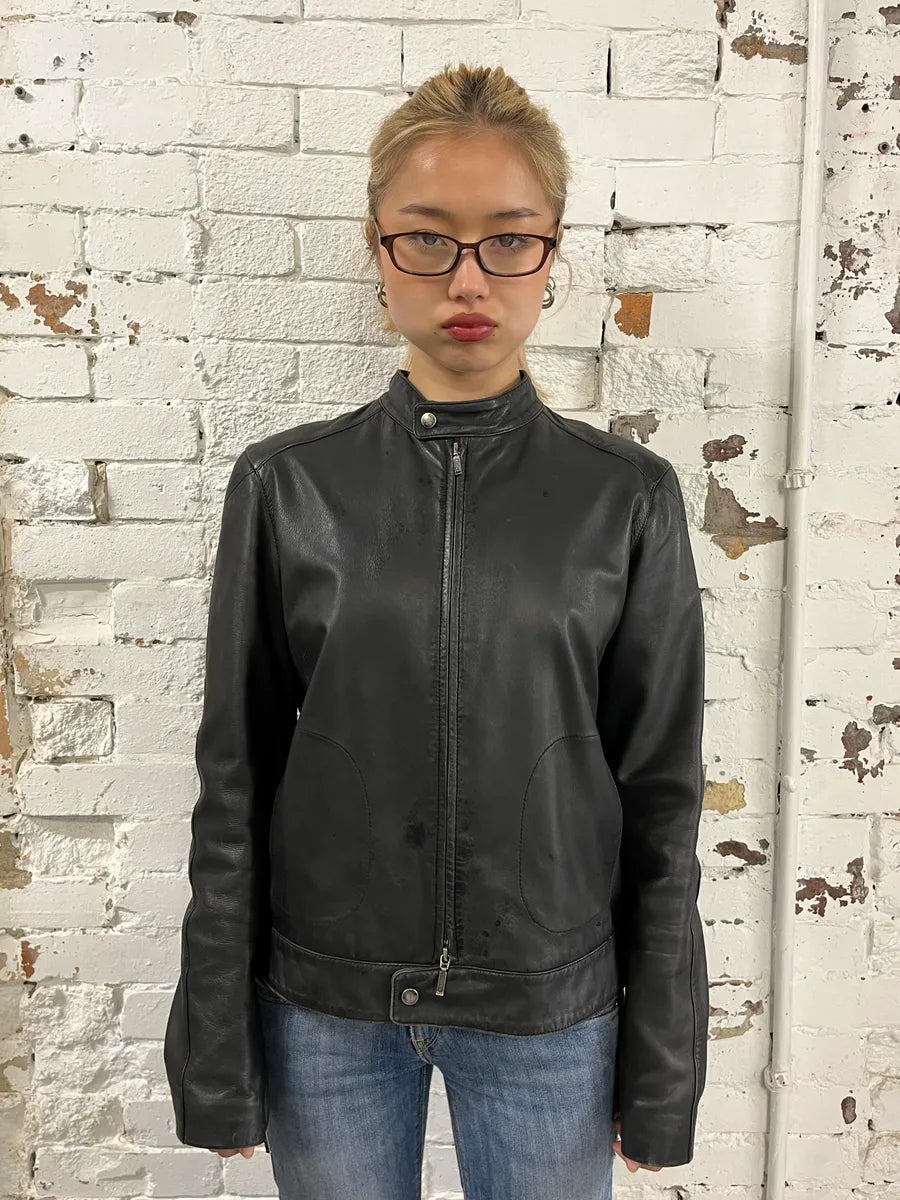 Massimo Rebecchi Black Leather Biker Jacket ZtHjsOw 1