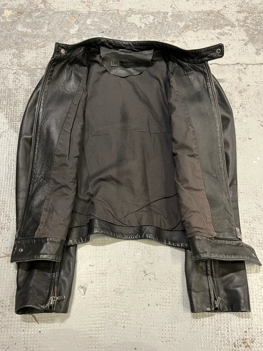 Massimo Rebecchi Black Leather Biker Jacket ZtHjsOw 10