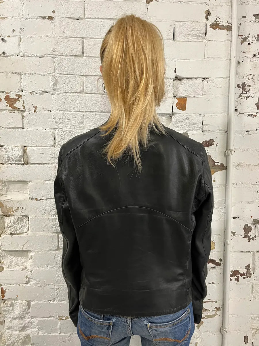 Massimo Rebecchi Black Leather Biker Jacket ZtHjsOw 2