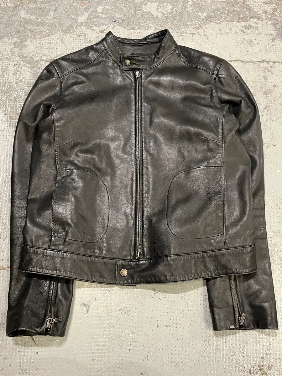 Massimo Rebecchi Black Leather Biker Jacket ZtHjsOw 3