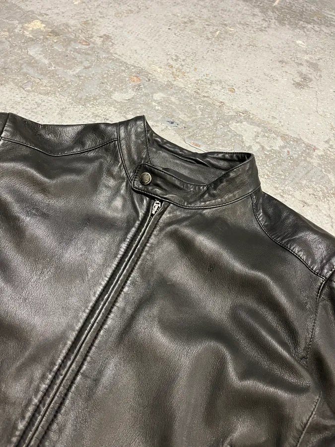 Massimo Rebecchi Black Leather Biker Jacket ZtHjsOw 4