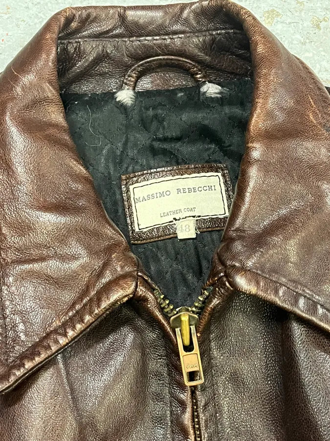 Massimo Rebecchi Brown Premium Leather Jacket AvBXRLD 7