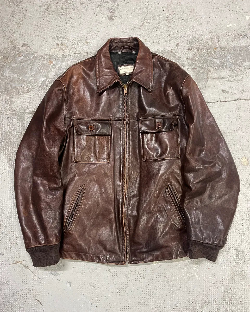 Massimo Rebecchi Brown Premium Leather Jacket AvBXRLD 0