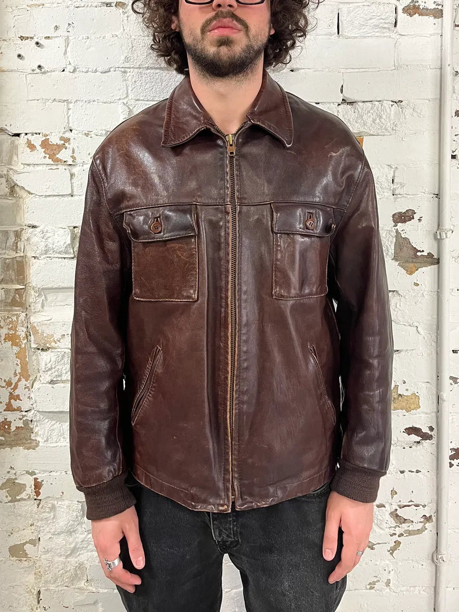 Massimo Rebecchi Brown Premium Leather Jacket AvBXRLD 1