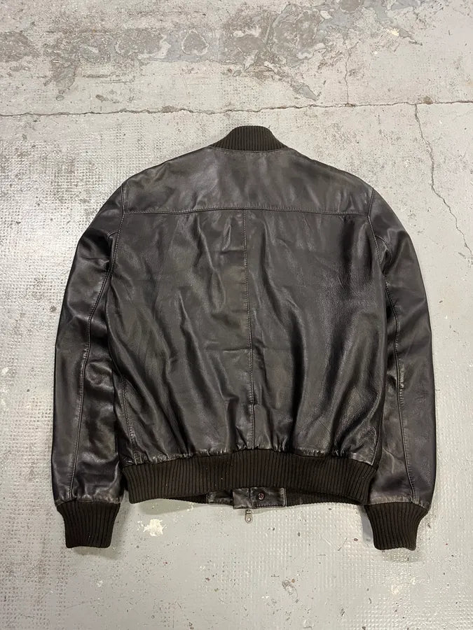 Massimo Rebecchi Buttoned Brown Leather Jacket qyRlbpm 3