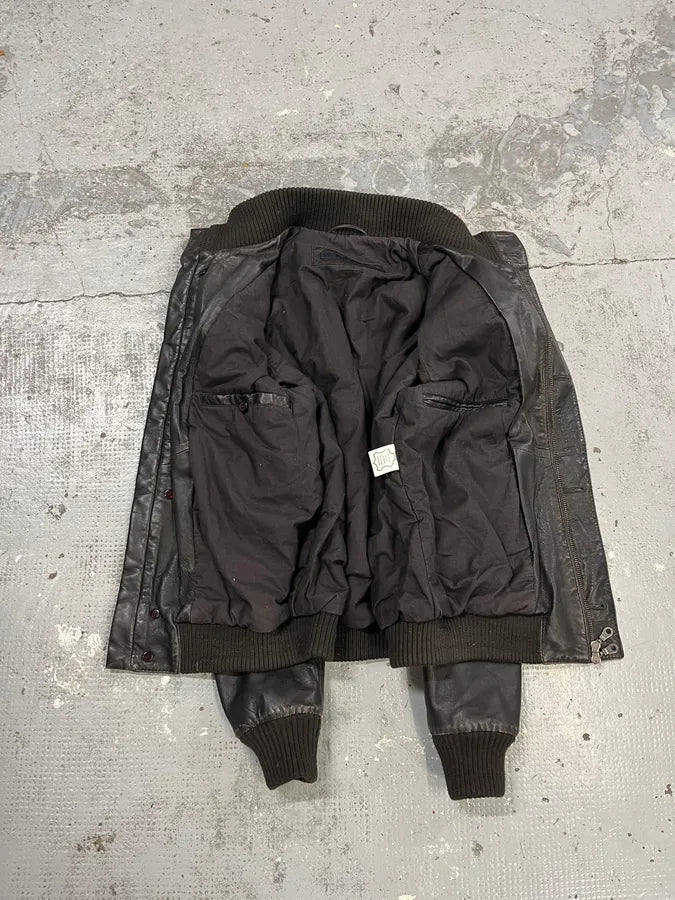 Massimo Rebecchi Buttoned Brown Leather Jacket qyRlbpm 7