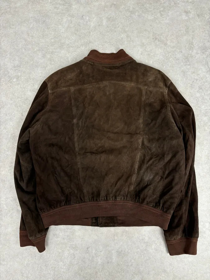 Massimo Rebecchi Buttoned Brown Suede Leather Jacket zmfelRh 4