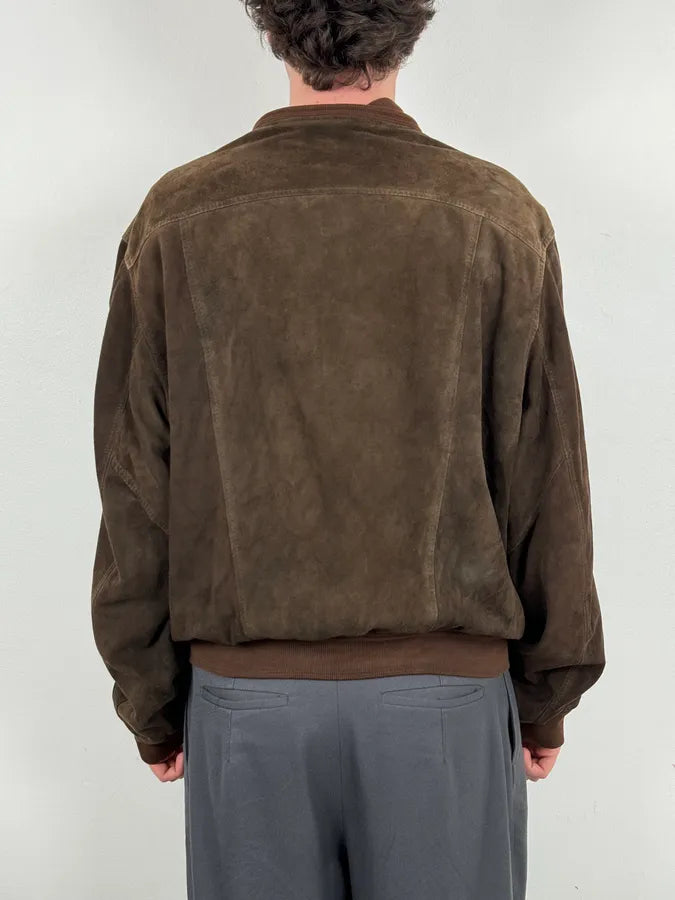 Massimo Rebecchi Buttoned Brown Suede Leather Jacket zmfelRh 2