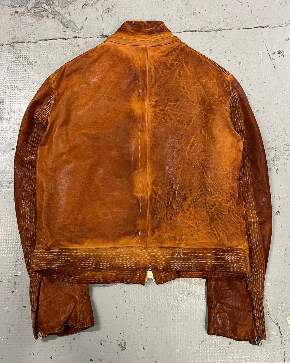 Massimo Rebecchi Cognac Leather Bomber Jacket PklEXAq 1