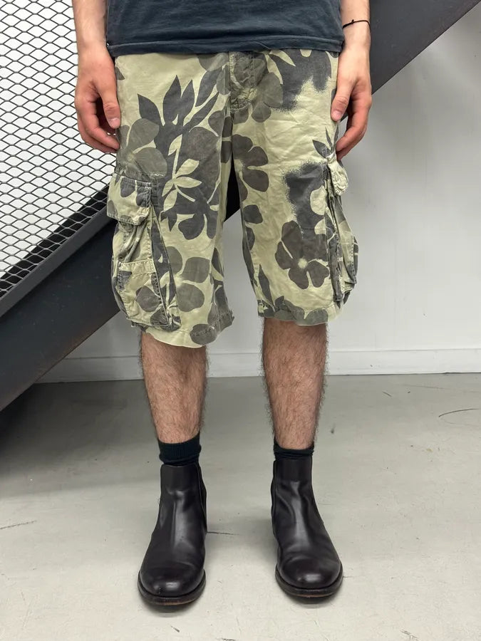 Massimo Rebecchi Khaki Cotton Floral Cargo ShortS YsHHfBR 0