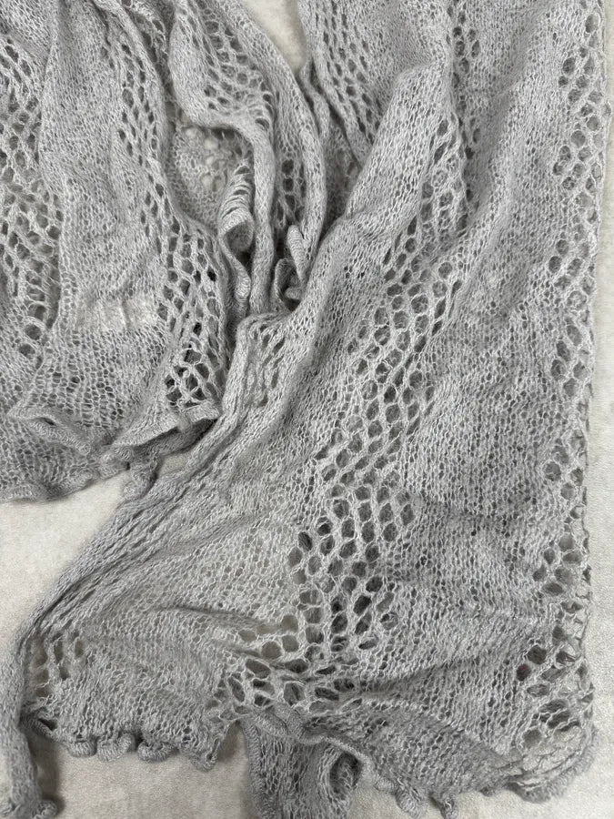 Massimo Rebecchi Mohair Grey Perfored Scarf mdcrrvm 4