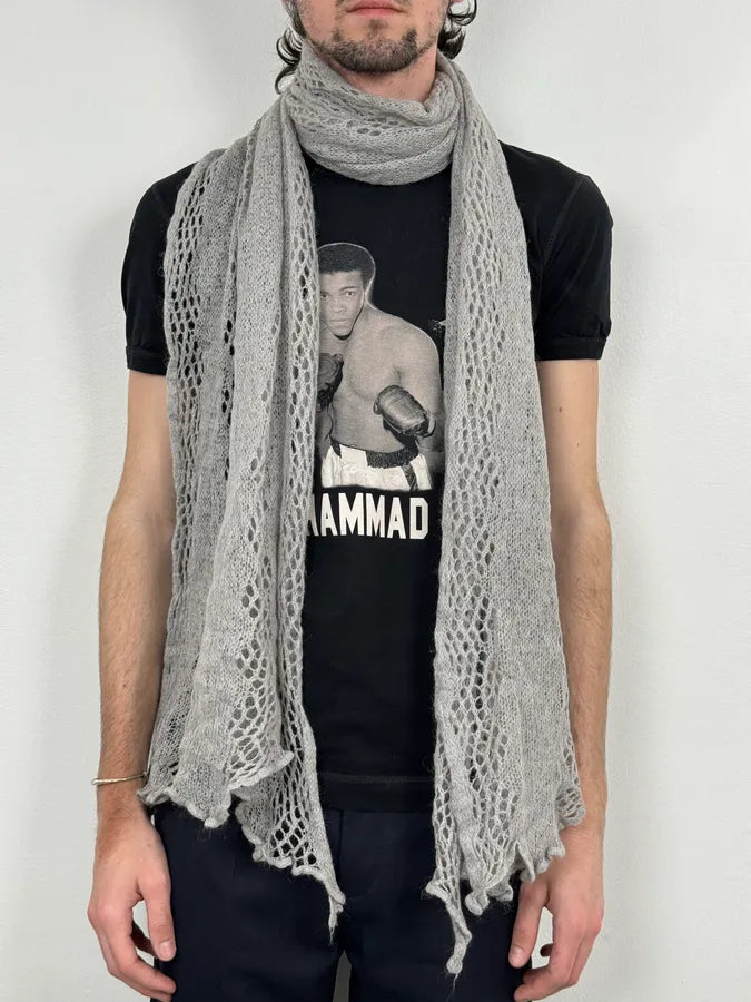 Massimo Rebecchi Mohair Grey Perfored Scarf mdcrrvm 0