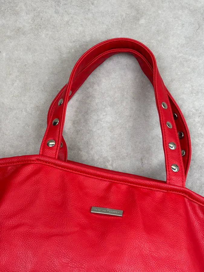 Massimo Rebecchi Red Leather Fringe Bucket Bag yivZylq 8
