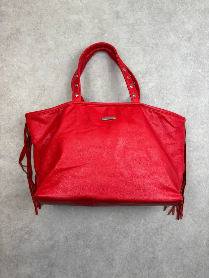 Massimo Rebecchi Red Leather Fringe Bucket Bag yivZylq 7