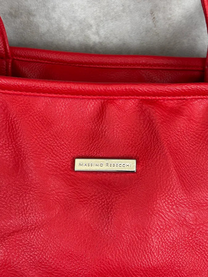 Massimo Rebecchi Red Leather Fringe Bucket Bag yivZylq 9