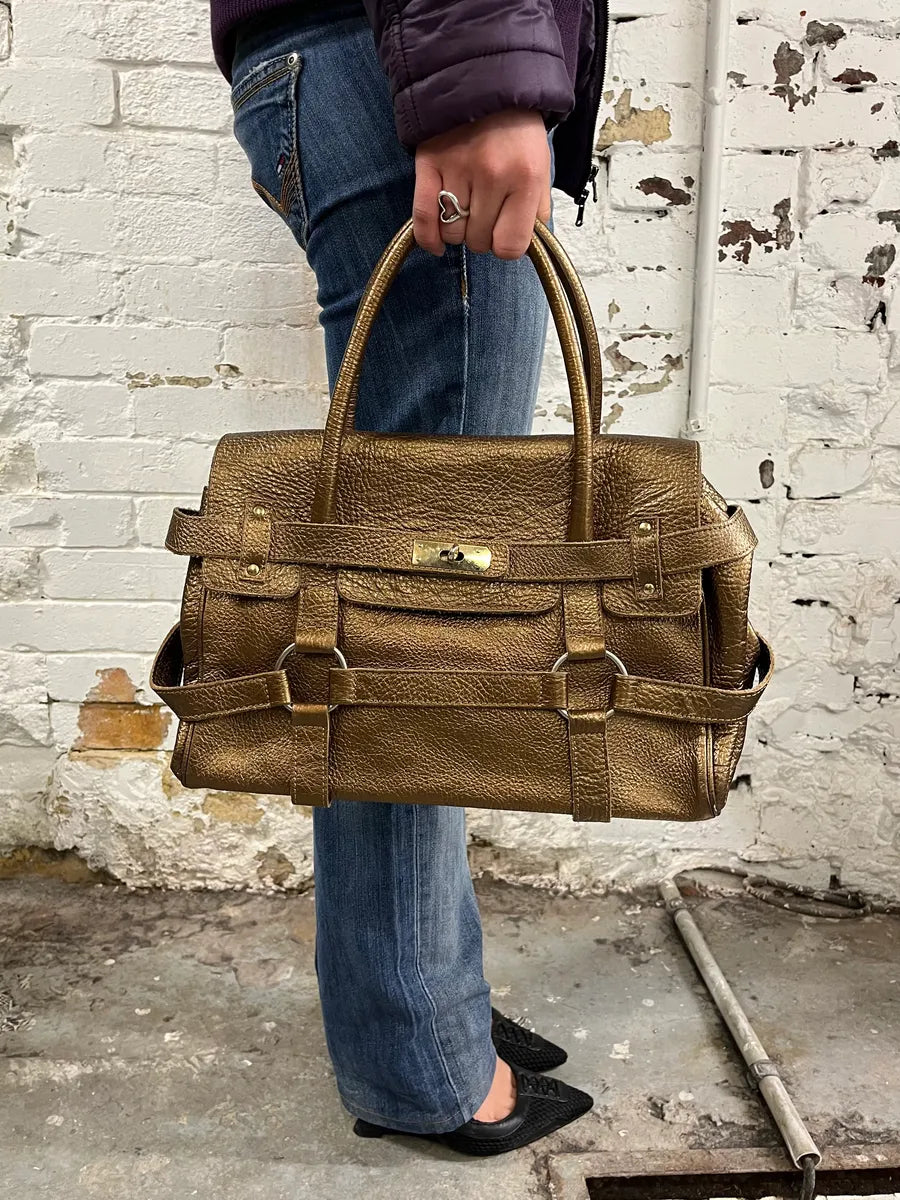 Massimo Rebecchi Strapes Bronze Gold Leather Bag LJXelEy 0