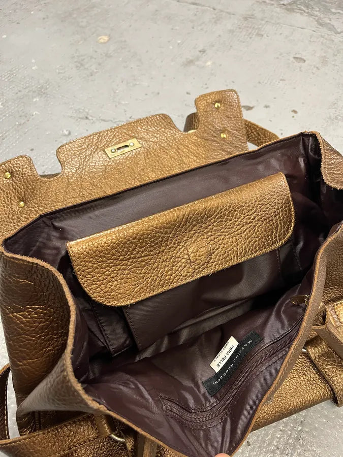 Massimo Rebecchi Strapes Bronze Gold Leather Bag LJXelEy 8