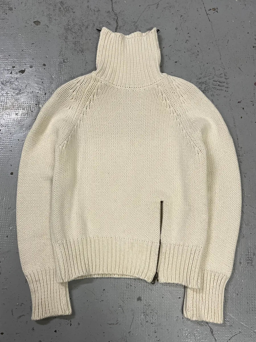 Massimo Rebecchi Triple Zip Cream Wool Turtleneck Sweater XQsjmfO 1