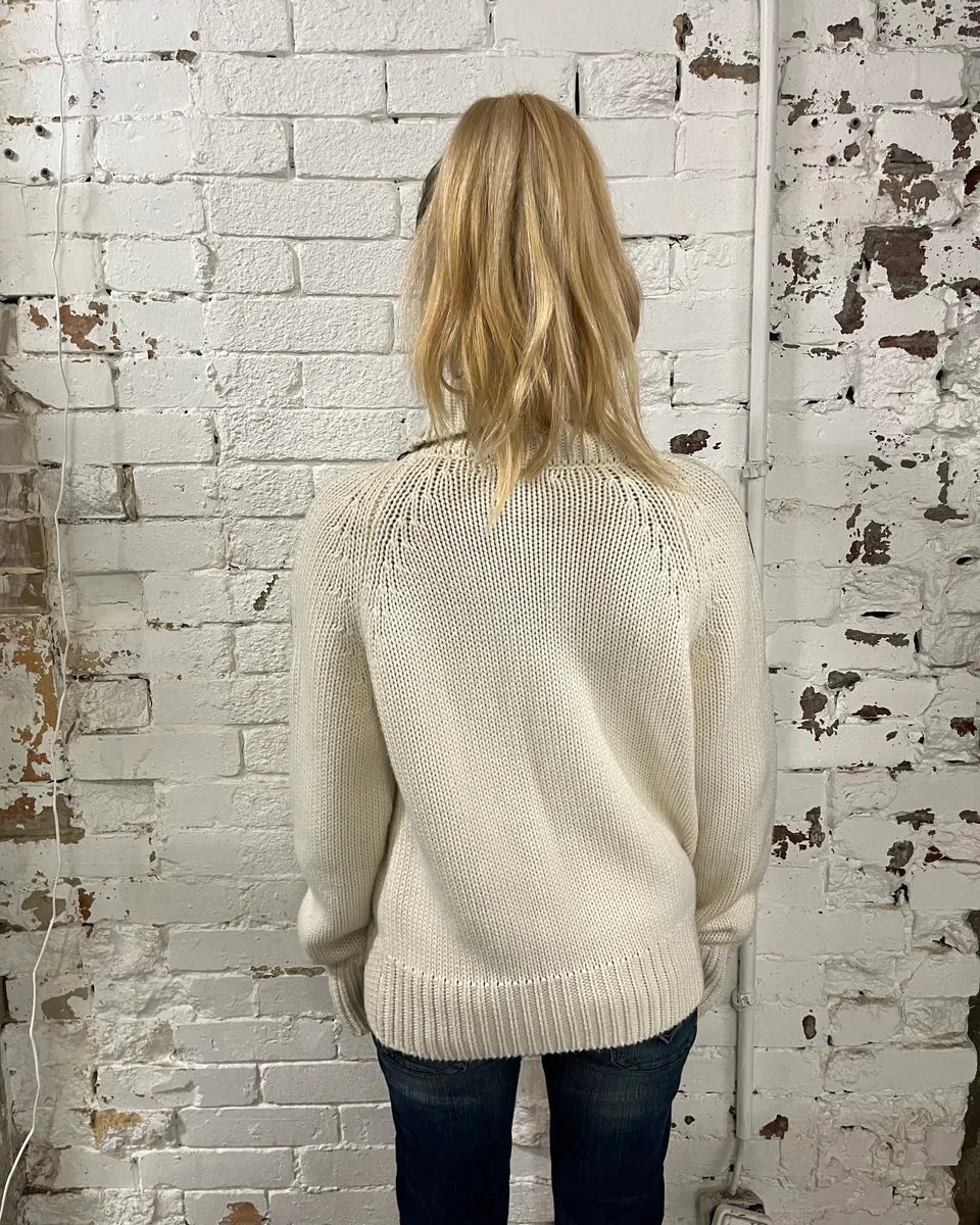 Massimo Rebecchi Triple Zip Cream Wool Turtleneck Sweater XQsjmfO 4