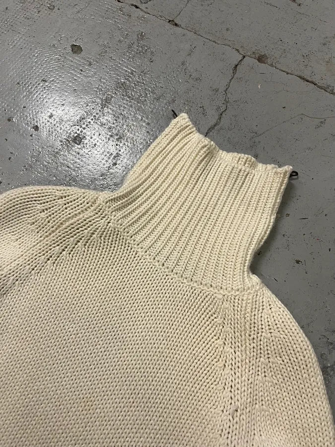 Massimo Rebecchi Triple Zip Cream Wool Turtleneck Sweater XQsjmfO 5