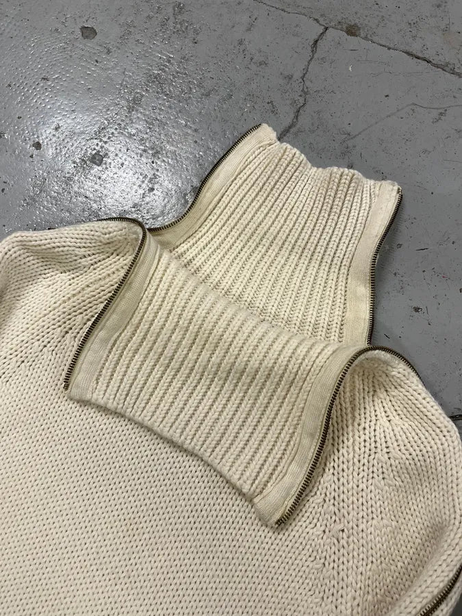 Massimo Rebecchi Triple Zip Cream Wool Turtleneck Sweater XQsjmfO 7