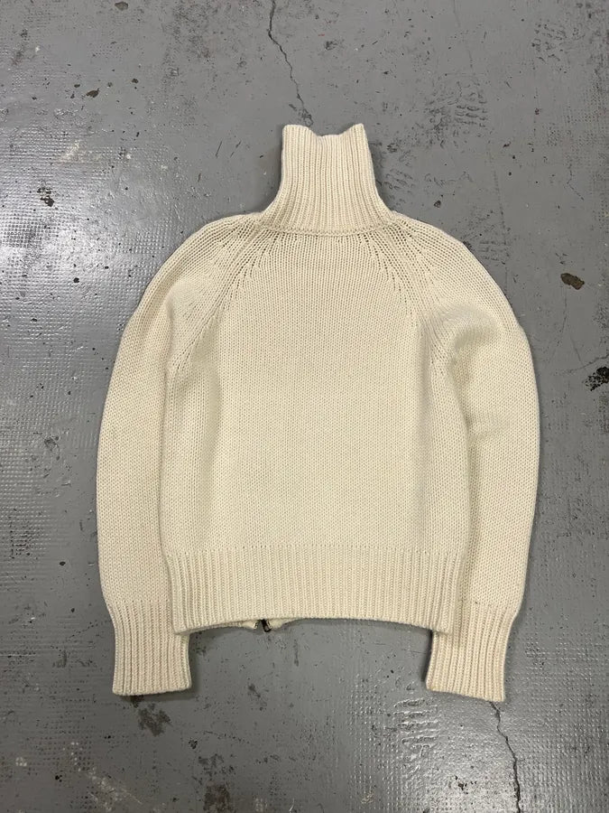 Massimo Rebecchi Triple Zip Cream Wool Turtleneck Sweater XQsjmfO 8