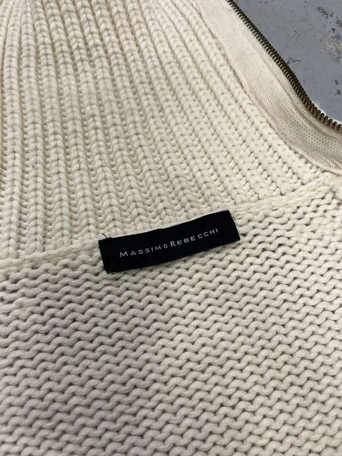 Massimo Rebecchi Triple Zip Cream Wool Turtleneck Sweater XQsjmfO 9