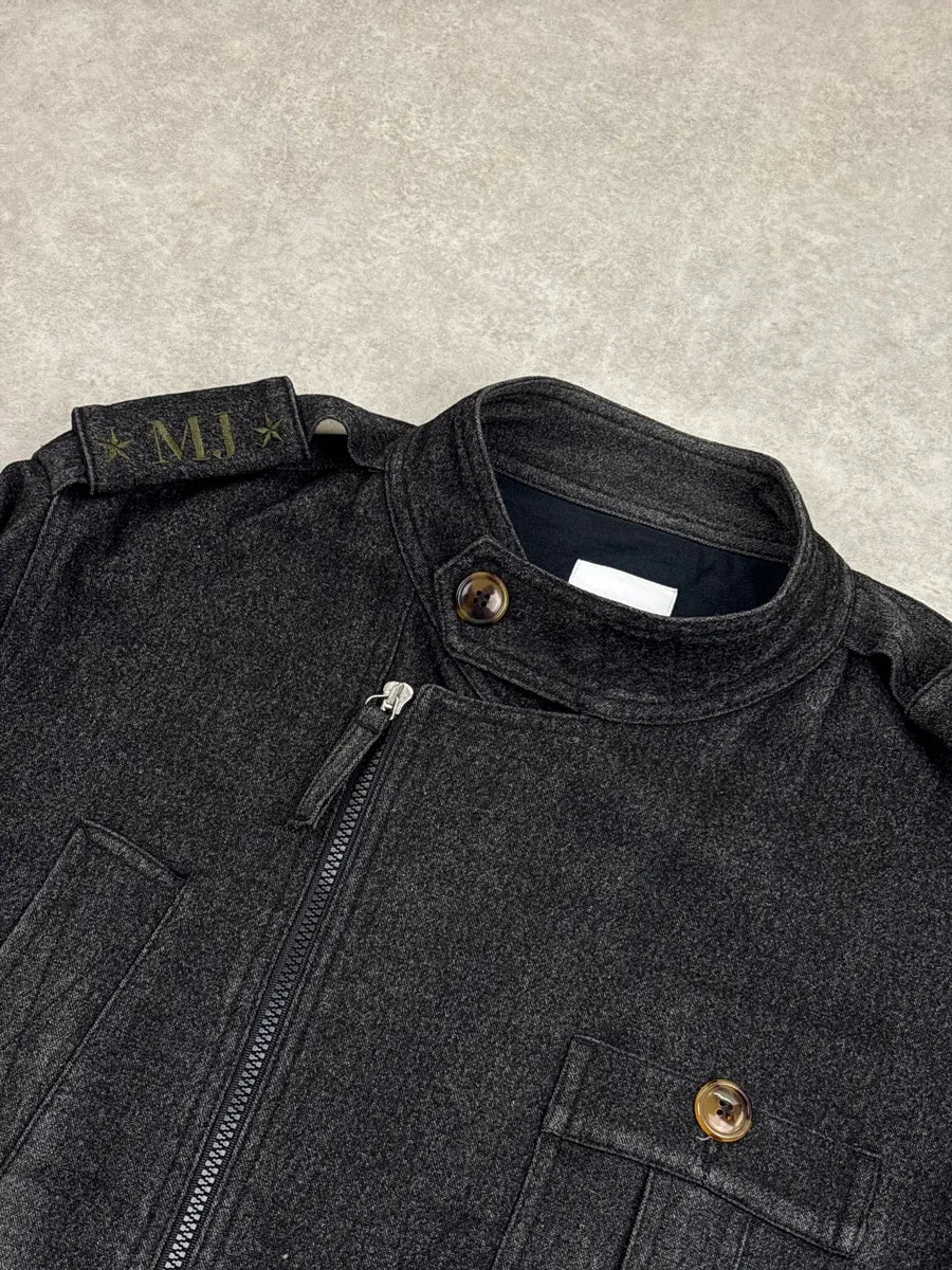 1990s Moschino Dark Grey Wool Military Asymmetrical Light Jacket mbfBzJtm 7