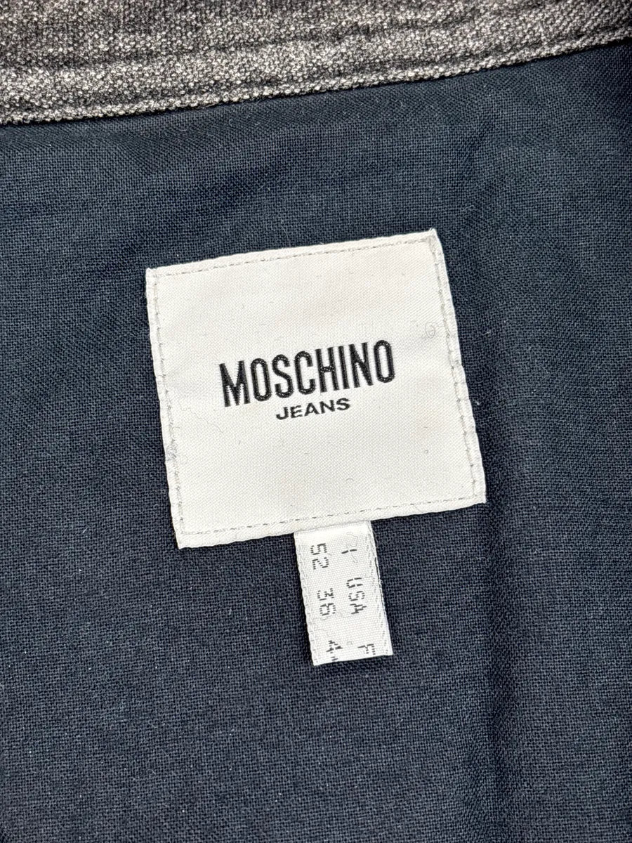 1990s Moschino Dark Grey Wool Military Asymmetrical Light Jacket mbfBzJtm 12