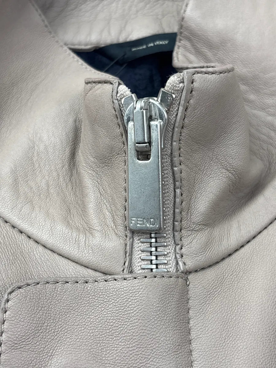SS2015 Fendi Beige Multi-Zip Belted Biker Leather Jacket mcmaaHEi 9