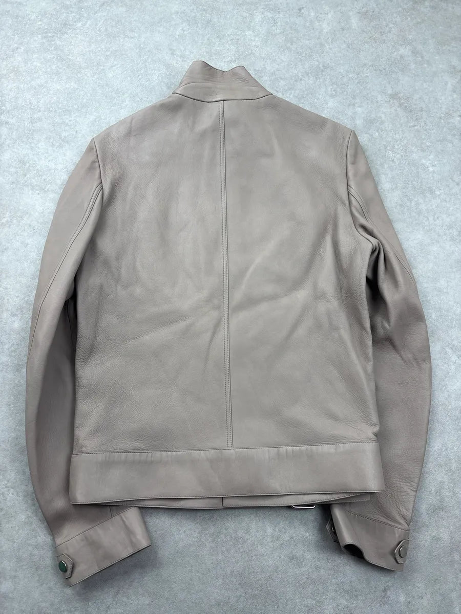 SS2015 Fendi Beige Multi-Zip Belted Biker Leather Jacket mcmaaHEi 5