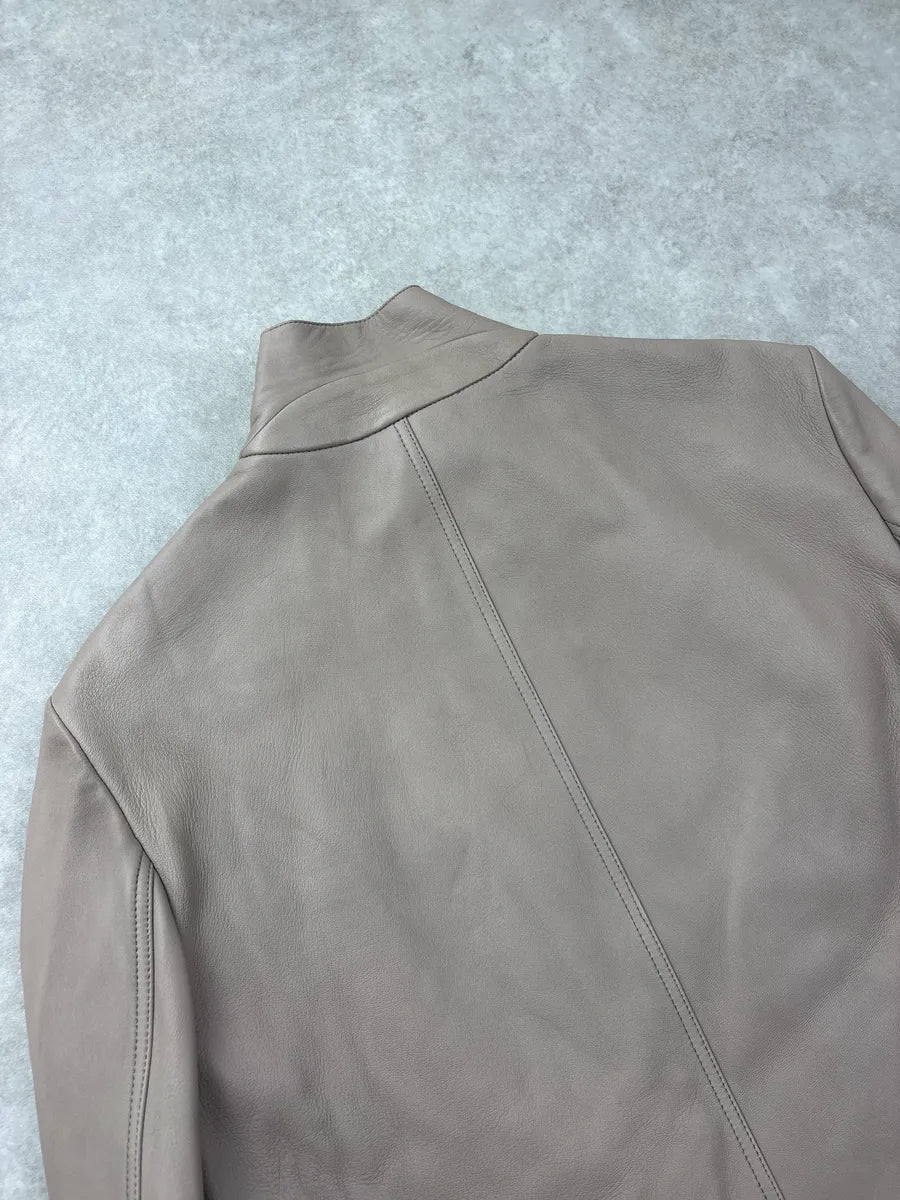 SS2015 Fendi Beige Multi-Zip Belted Biker Leather Jacket mcmaaHEi 8
