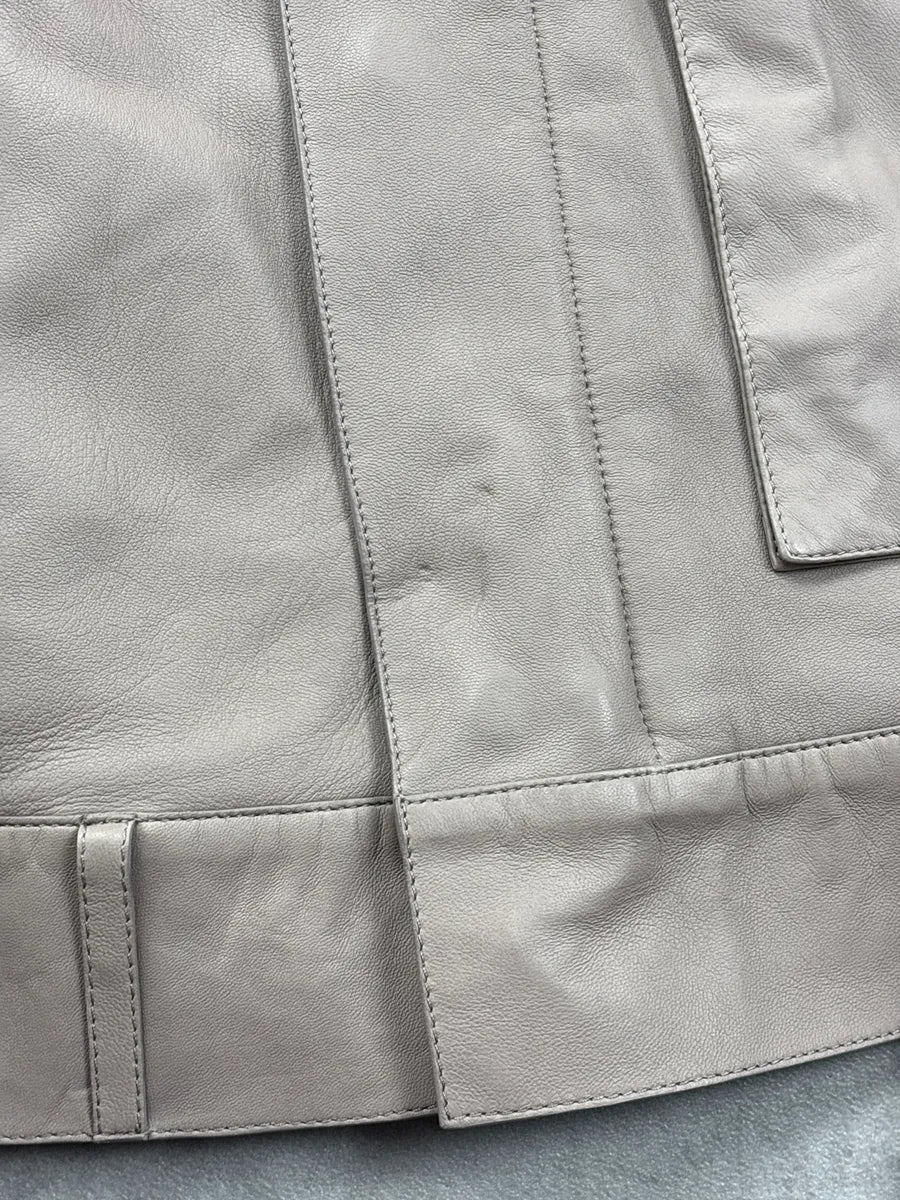 SS2015 Fendi Beige Multi-Zip Belted Biker Leather Jacket mcmaaHEi 10