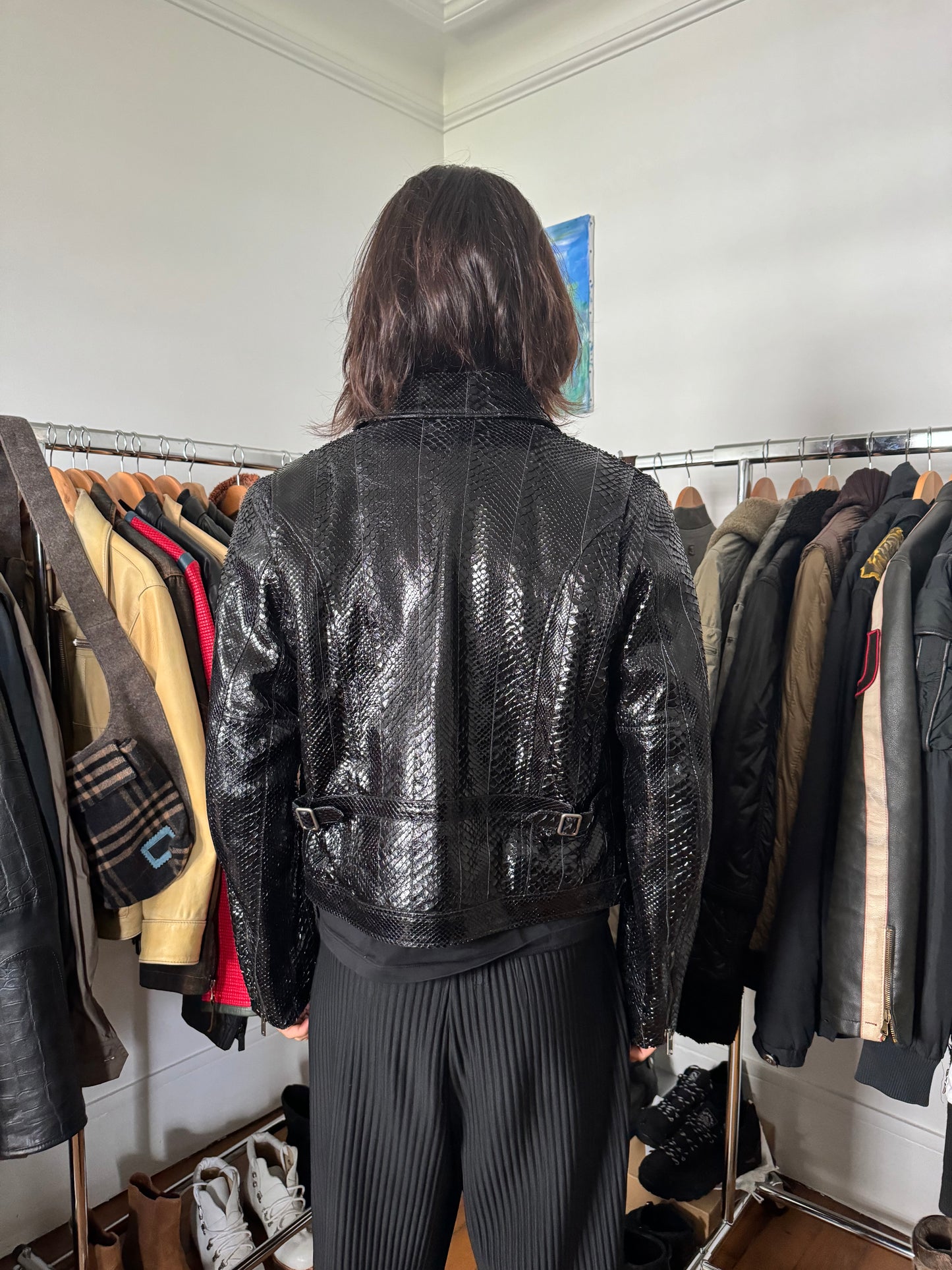 Gucci Black Python Leather Jacket (M) - 6