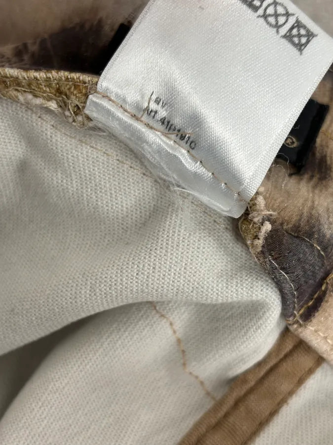 FW2001 Roberto Cavalli Beige Denim Destructured Leopard Skirt  nCAKVkL 12