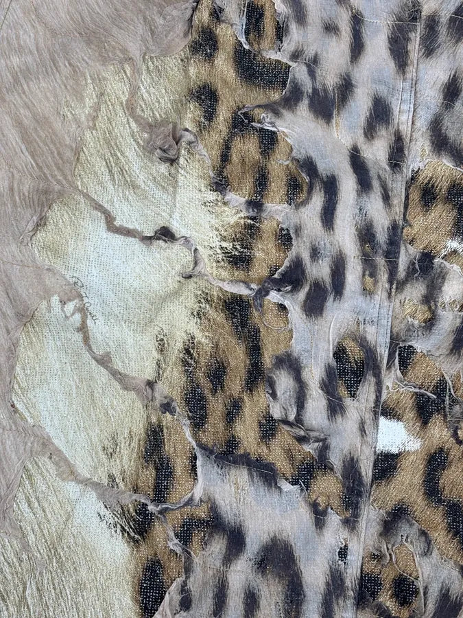 FW2001 Roberto Cavalli Beige Denim Destructured Leopard Skirt  nCAKVkL 9