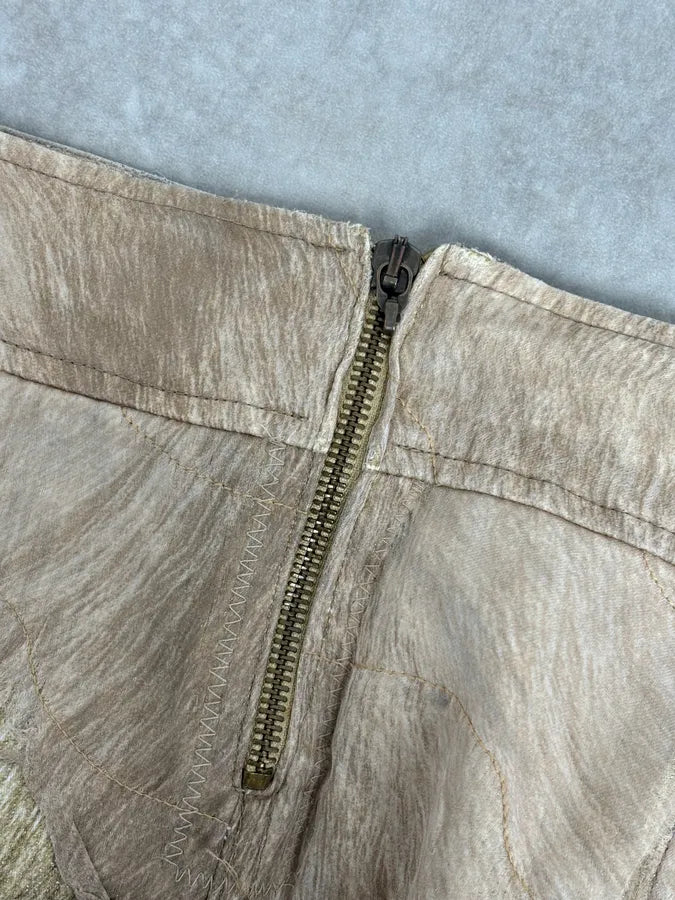 1990s Roberto Cavalli Beige Denim Destructured Leopard Skirt  nCAKVkL 7