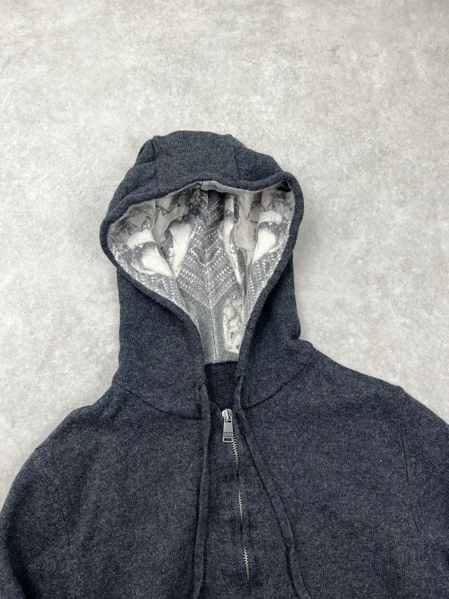 Dirk Bikkembergs Dark Grey Wool Graphic Hood Zip-Up Hoodie miskJOJw 6