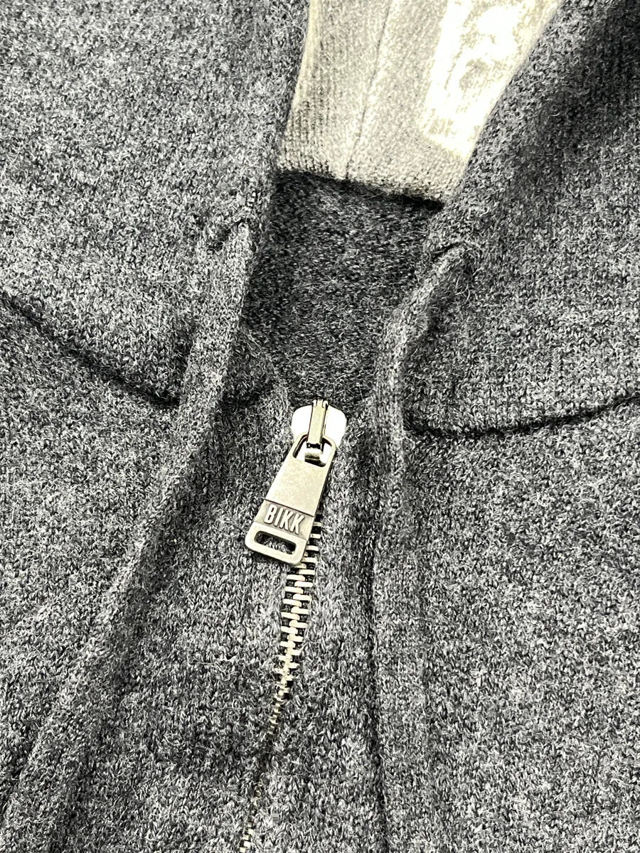 Dirk Bikkembergs Dark Grey Wool Graphic Hood Zip-Up Hoodie miskJOJw 8